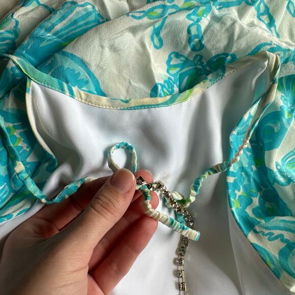 Lilly Pulitzer Silk Whistler Halter Mini Dress Womens Size 8 in Resort White - Picture 10 of 10